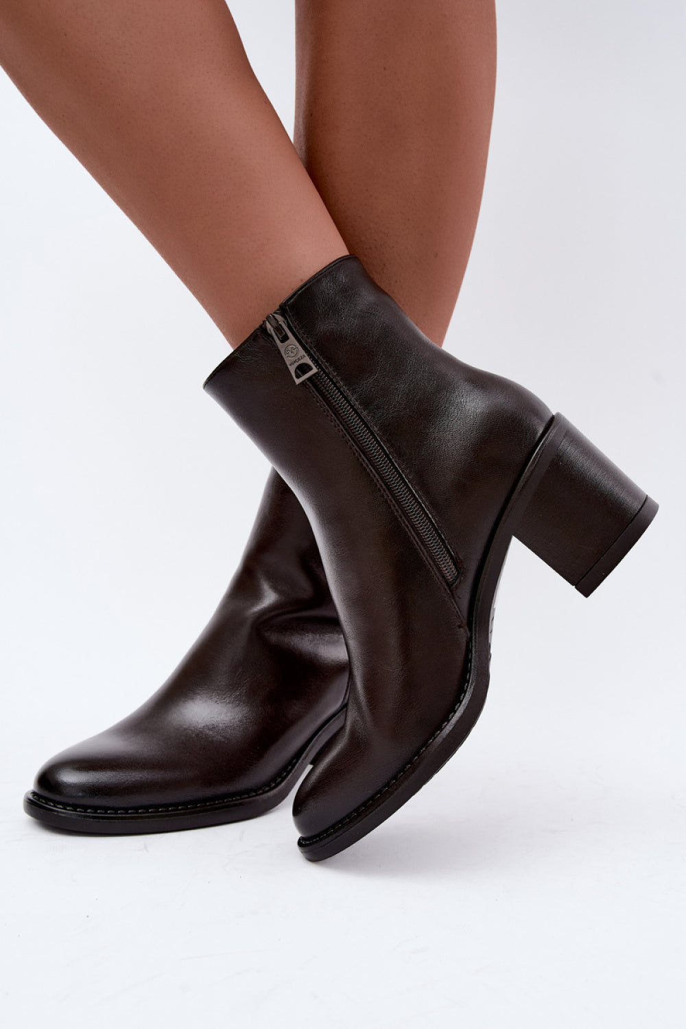 Step In Style Vinceza Chocolate Faux Leather Warm Lined Heeled Ankle Boots - view 3