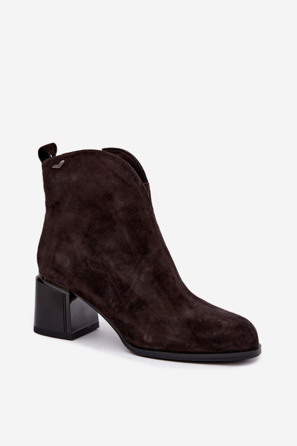 Step In Style Vinceza Chocolate Suede Block Heel Heeled Ankle Boots with Zip - view 2