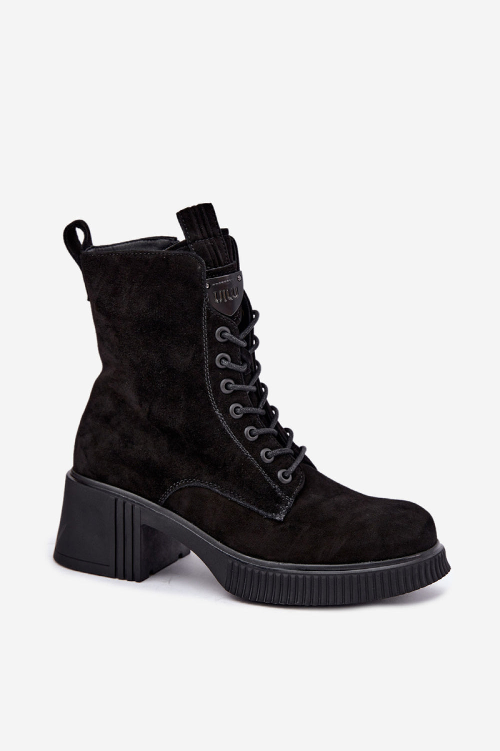 Step In Style Vinceza Black Block Heel Lace Up Heeled Ankle Boots - view 2