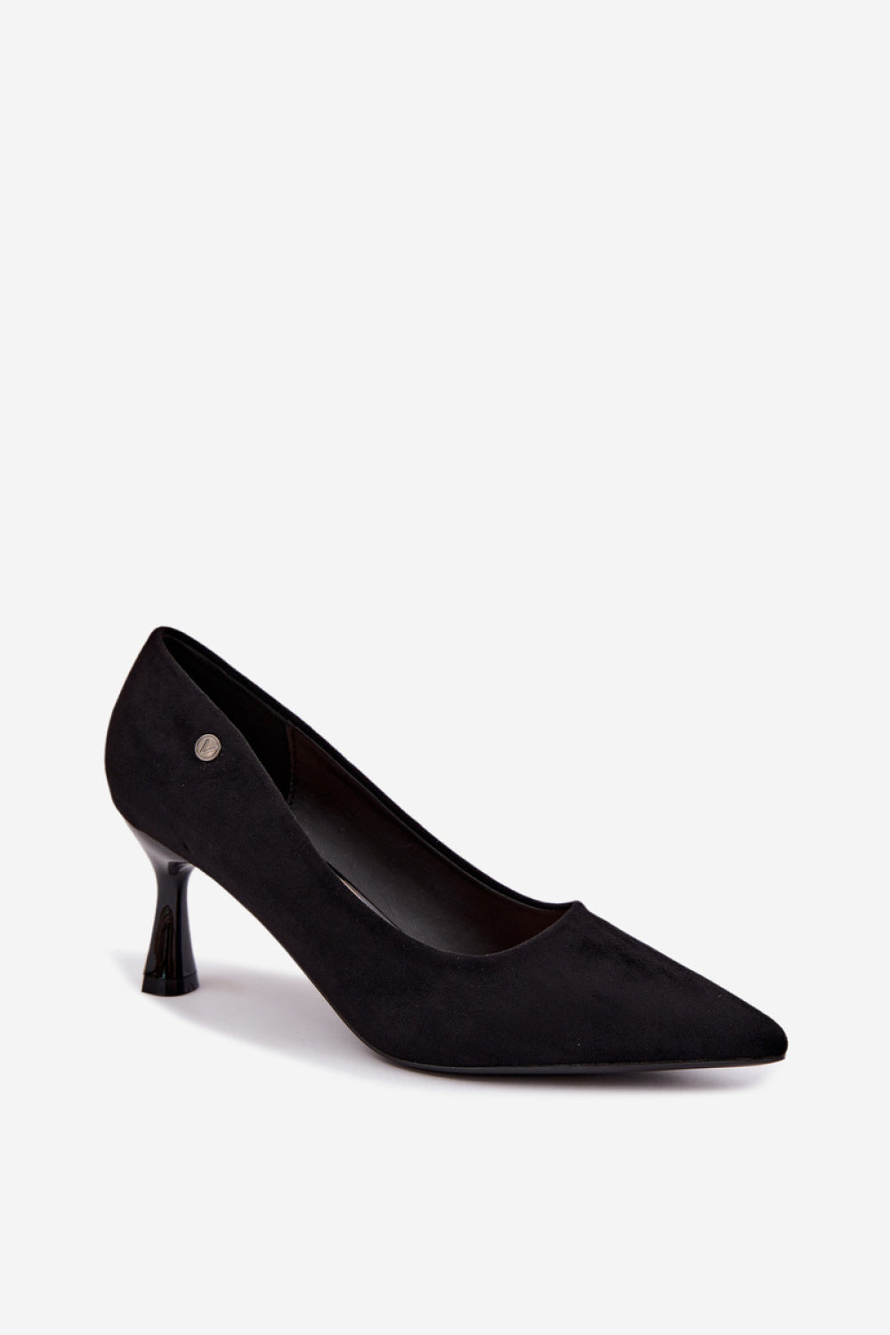 Step In Style Vinceza Black Slim Fit Suede Block Heel Court Shoes - view 2