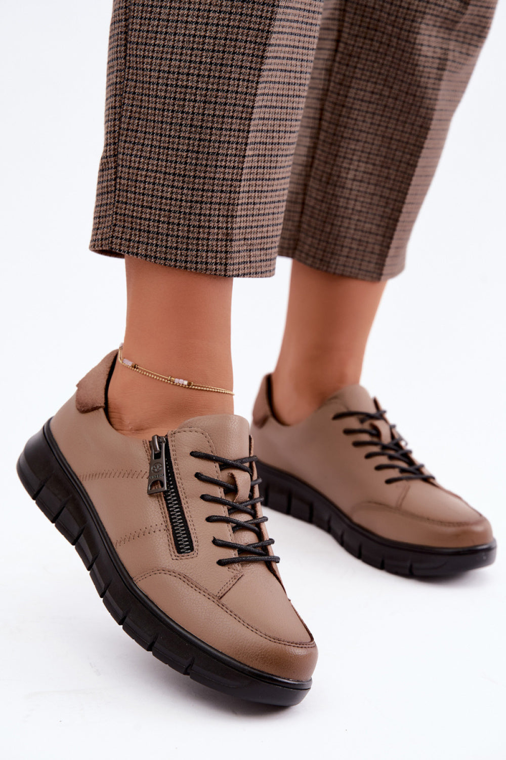 Step In Style Vinceza Dark Beige Leather Shoes
