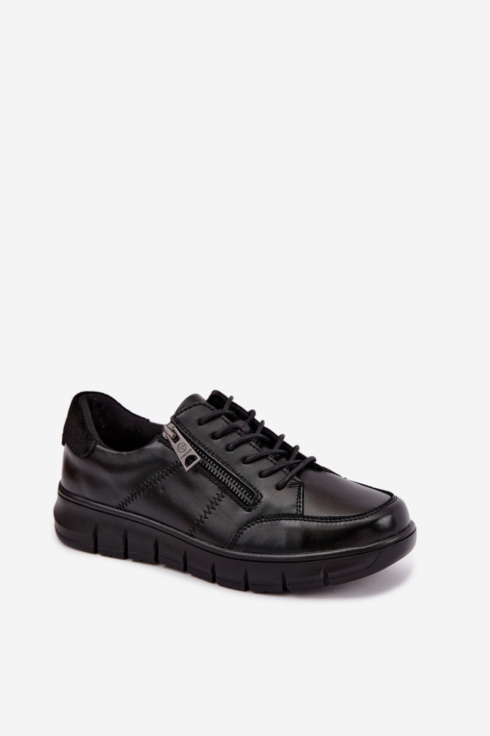Step In Style Vinceza Black Leather Shoes with Zip - view 2