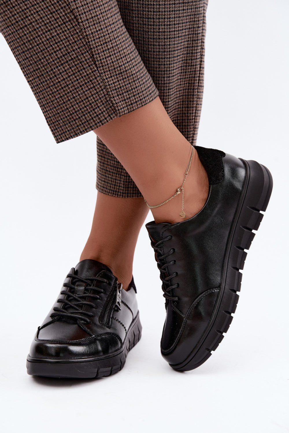 Step In Style Vinceza Black Leather Shoes with Zip - view 3