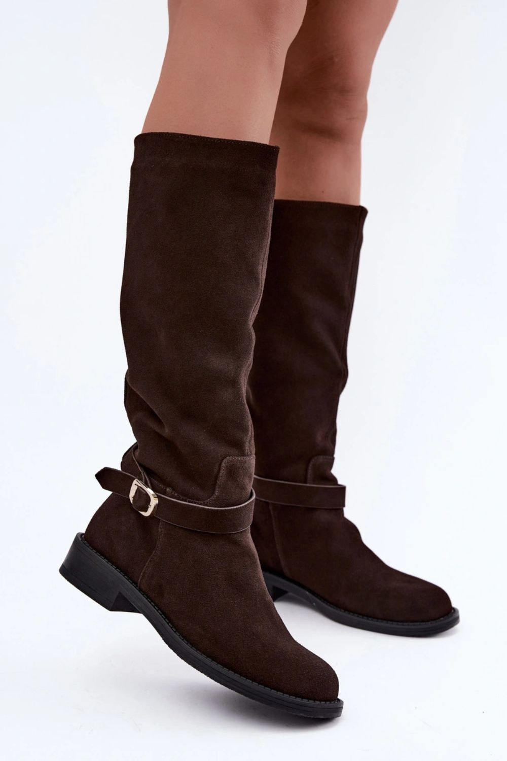 Step In Style Vinceza Chocolate Suede Flat Over The Knee Boots - view 3