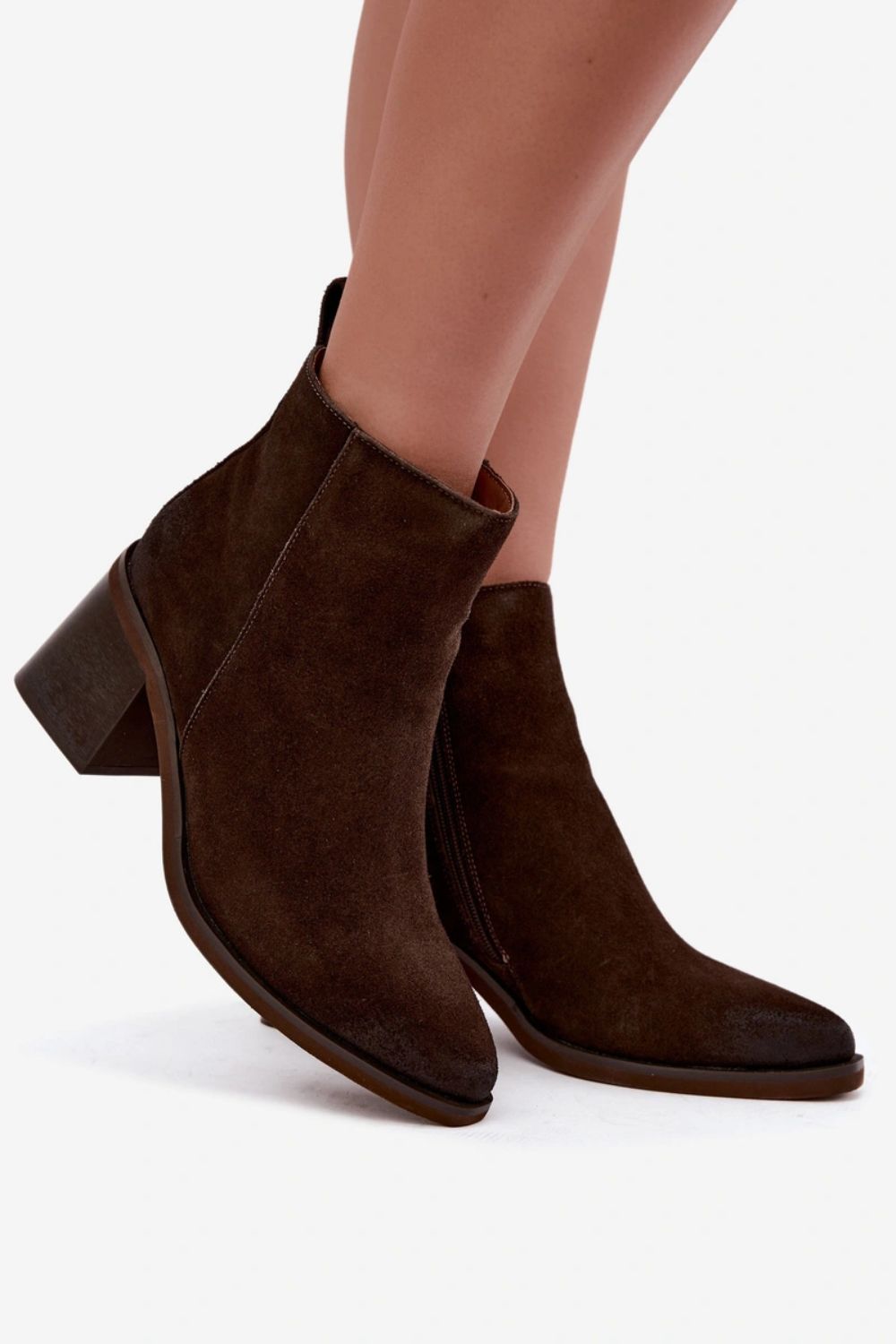 Step In Style Vinceza Chocolate Suede Block Heel Warm Lined Heeled Ankle Boots - view 3