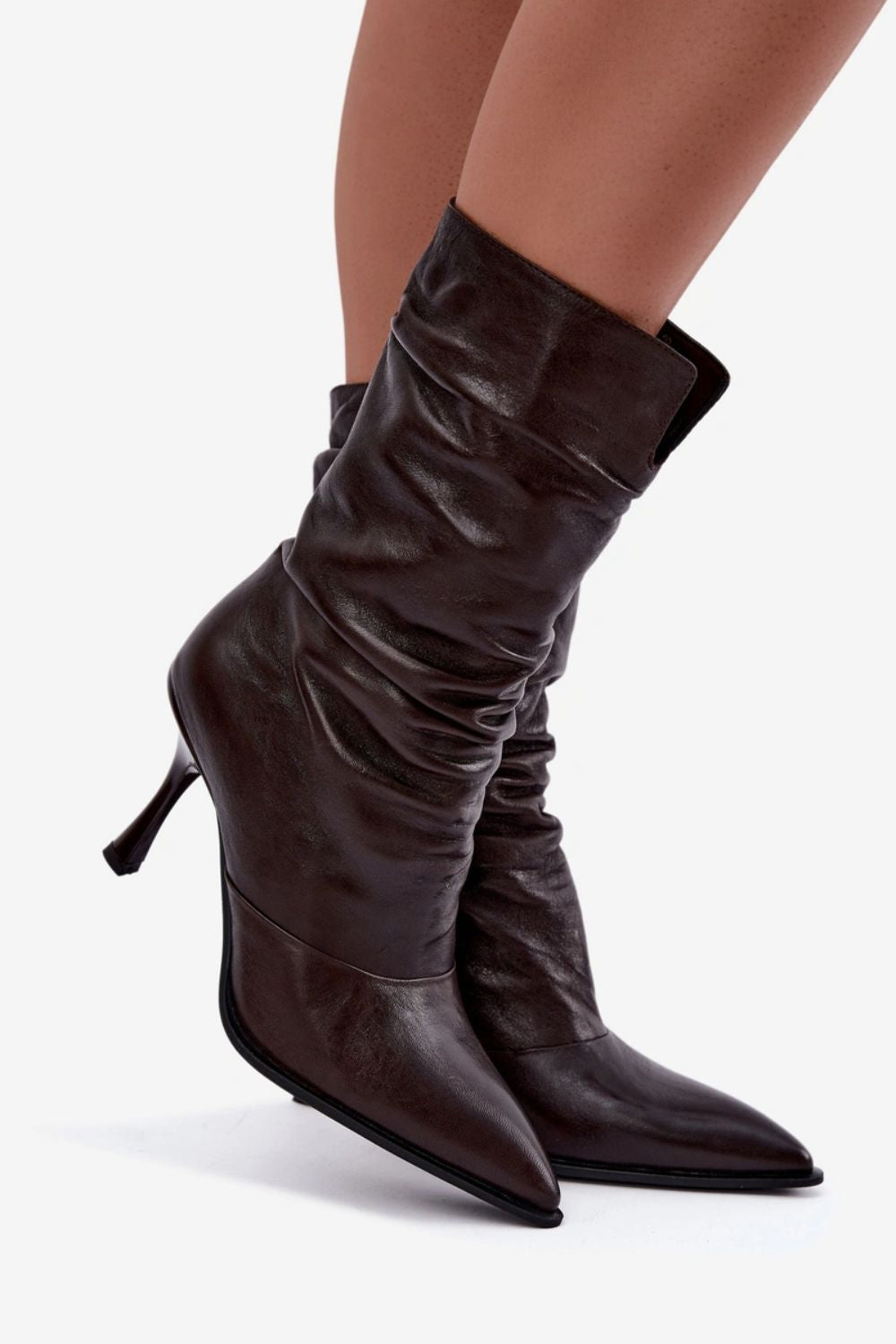 Step In Style Vinceza Chocolate Leather Stiletto Heeled Ankle Boots - view 3