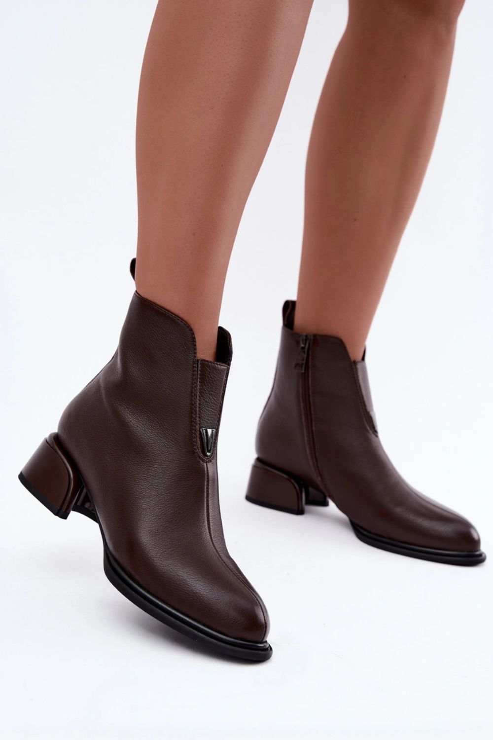 Step In Style Vinceza Chocolate Leather Warm Lined Heeled Ankle Boots - view 3