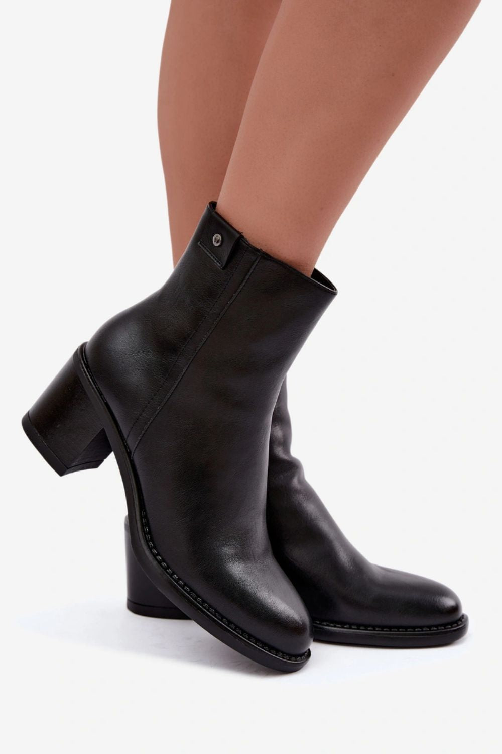 Step In Style Vinceza Black Faux Leather Block Heel Heeled Ankle Boots - view 3