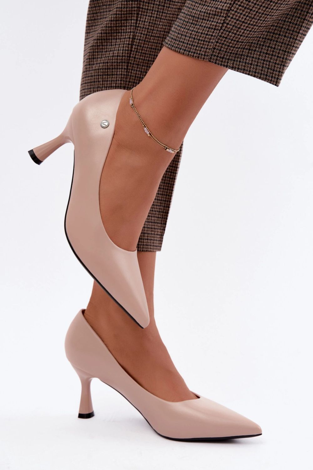 Step In Style Vinceza Beige Block Heel Court Shoes - view 3