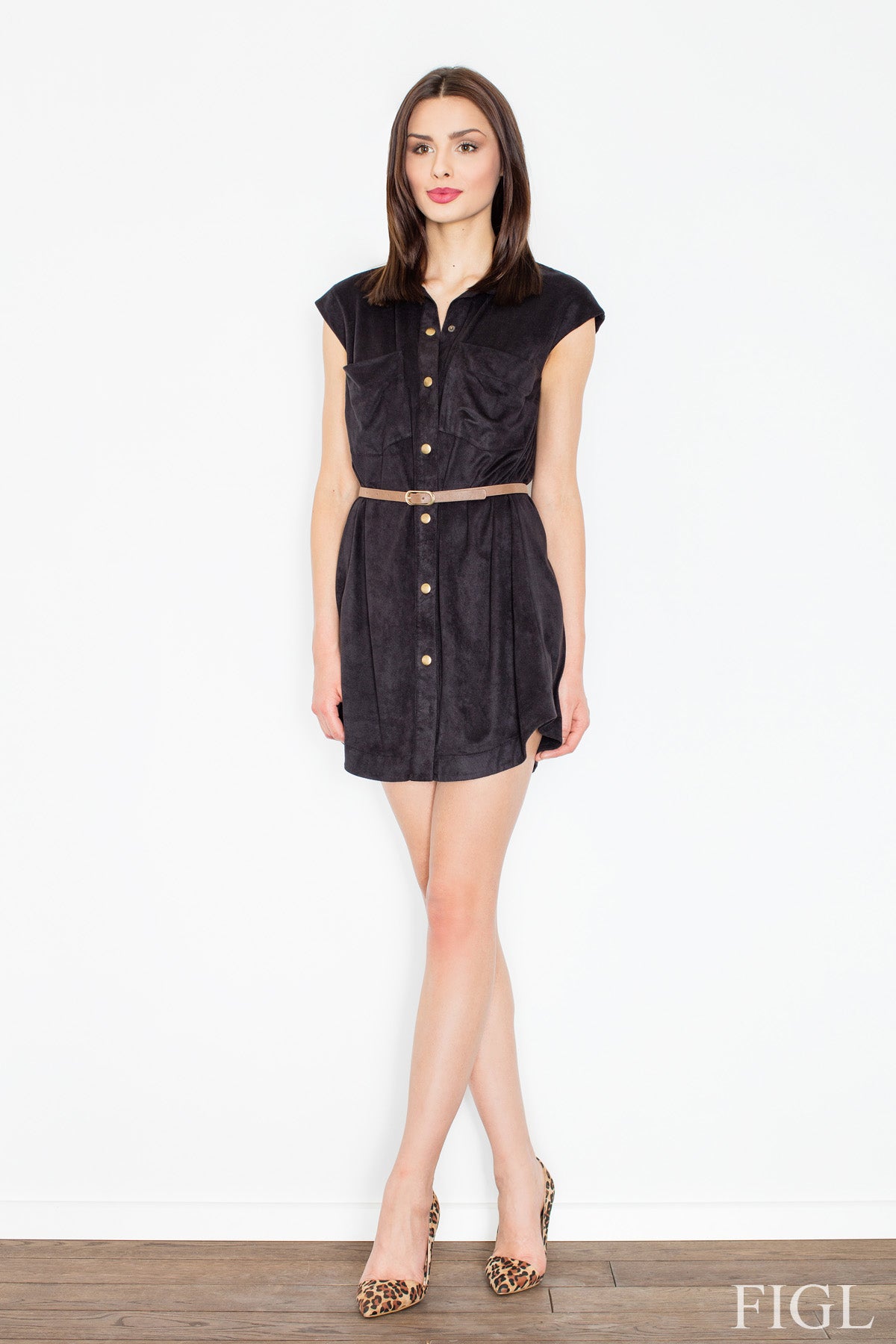Figl Black Dress with Buttons
