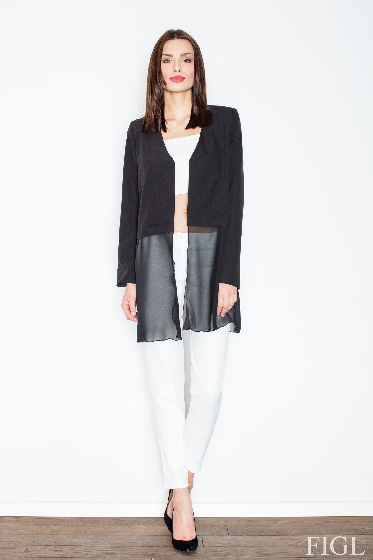 Figl Black V-Neck Jacket