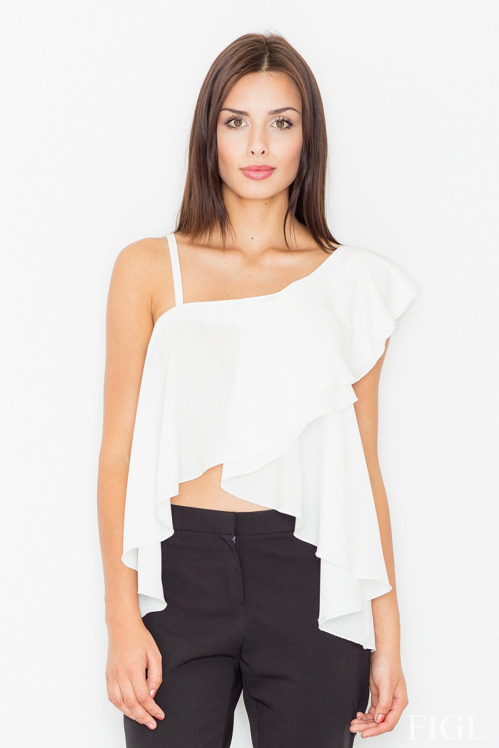 Figl Ecru Blouse with Ruffles