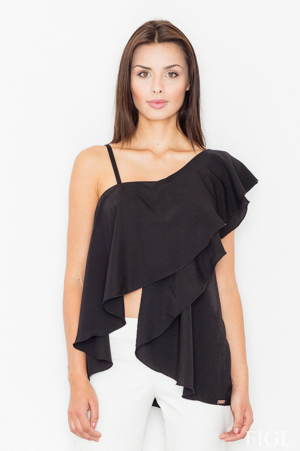 Figl Black Blouse with Ruffles