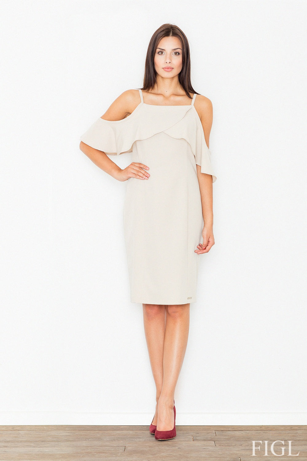 Figl Beige Dress with Ruffles