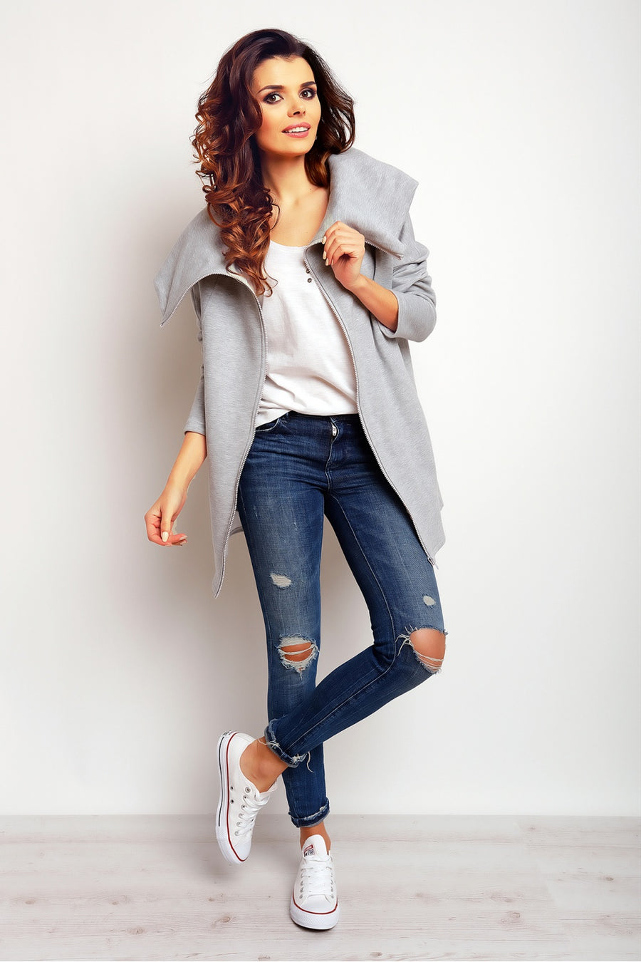 Infinite You Grey Oversized Hooded Cotton Sweatshirt