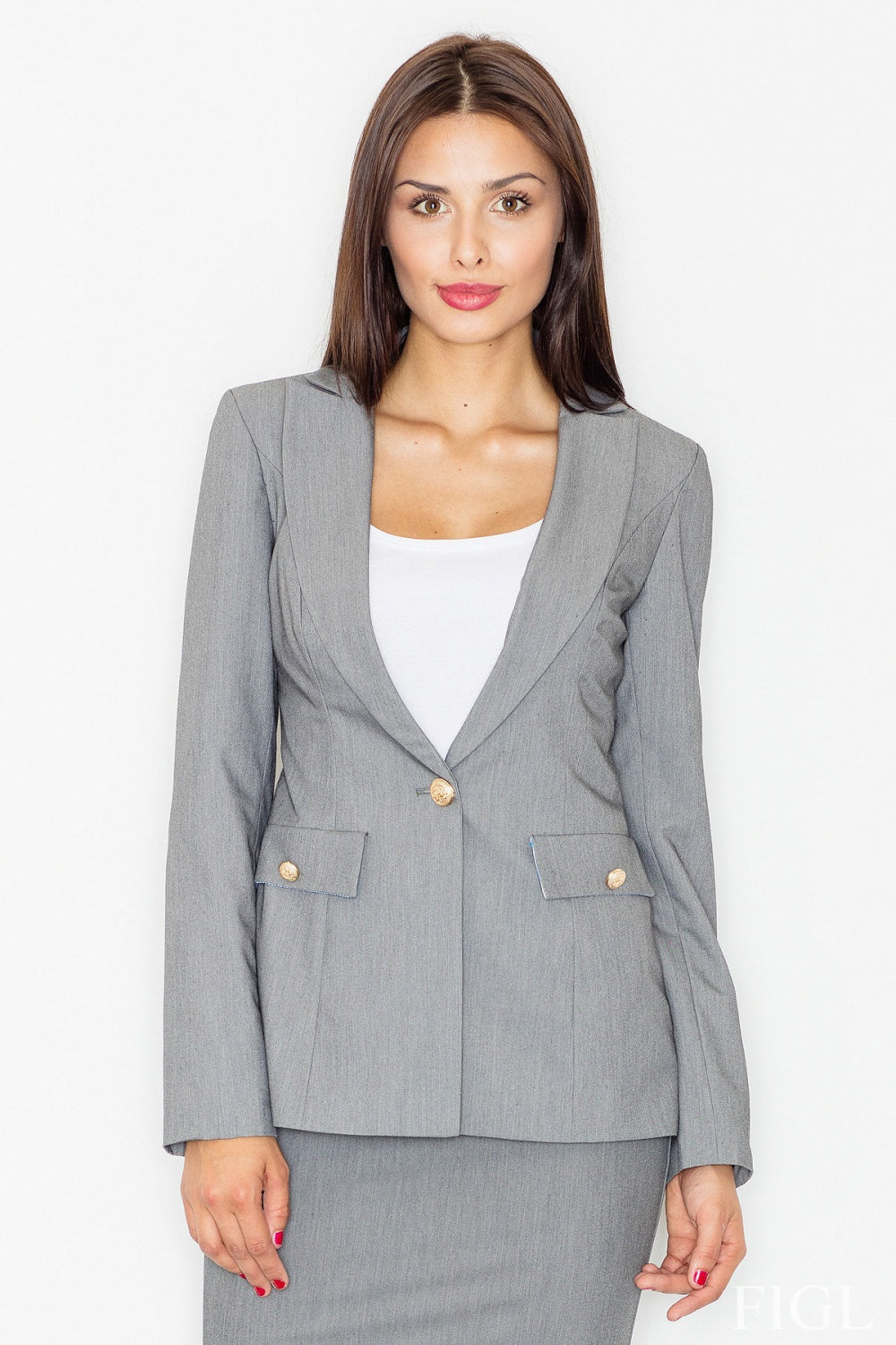 Figl Grey Jacket with Buttons