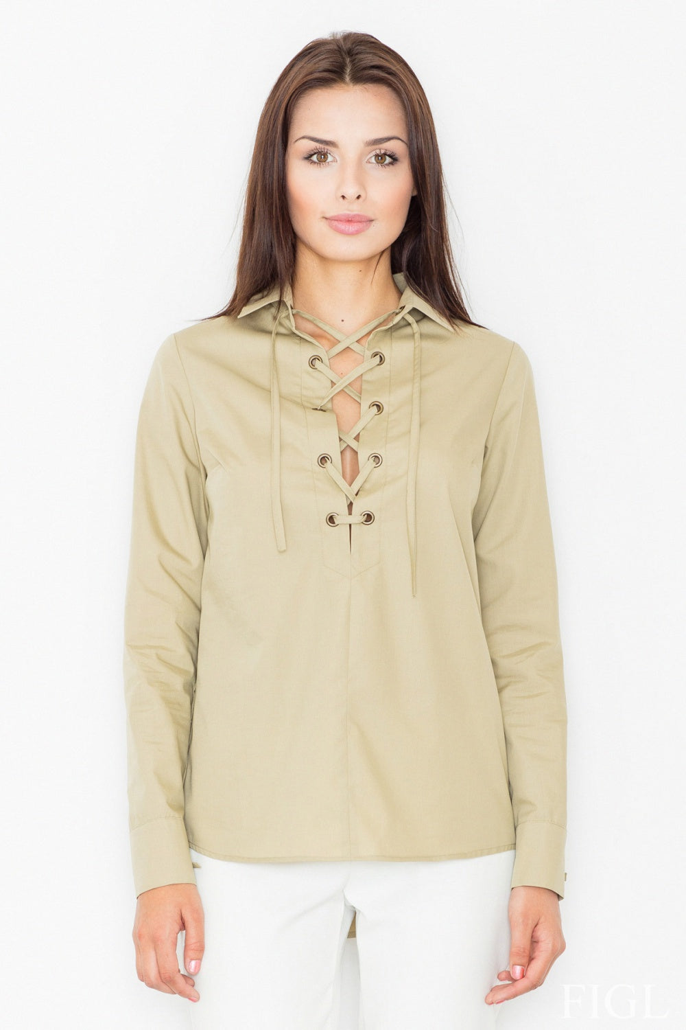 Figl Green Long Sleeve Cotton Blouse