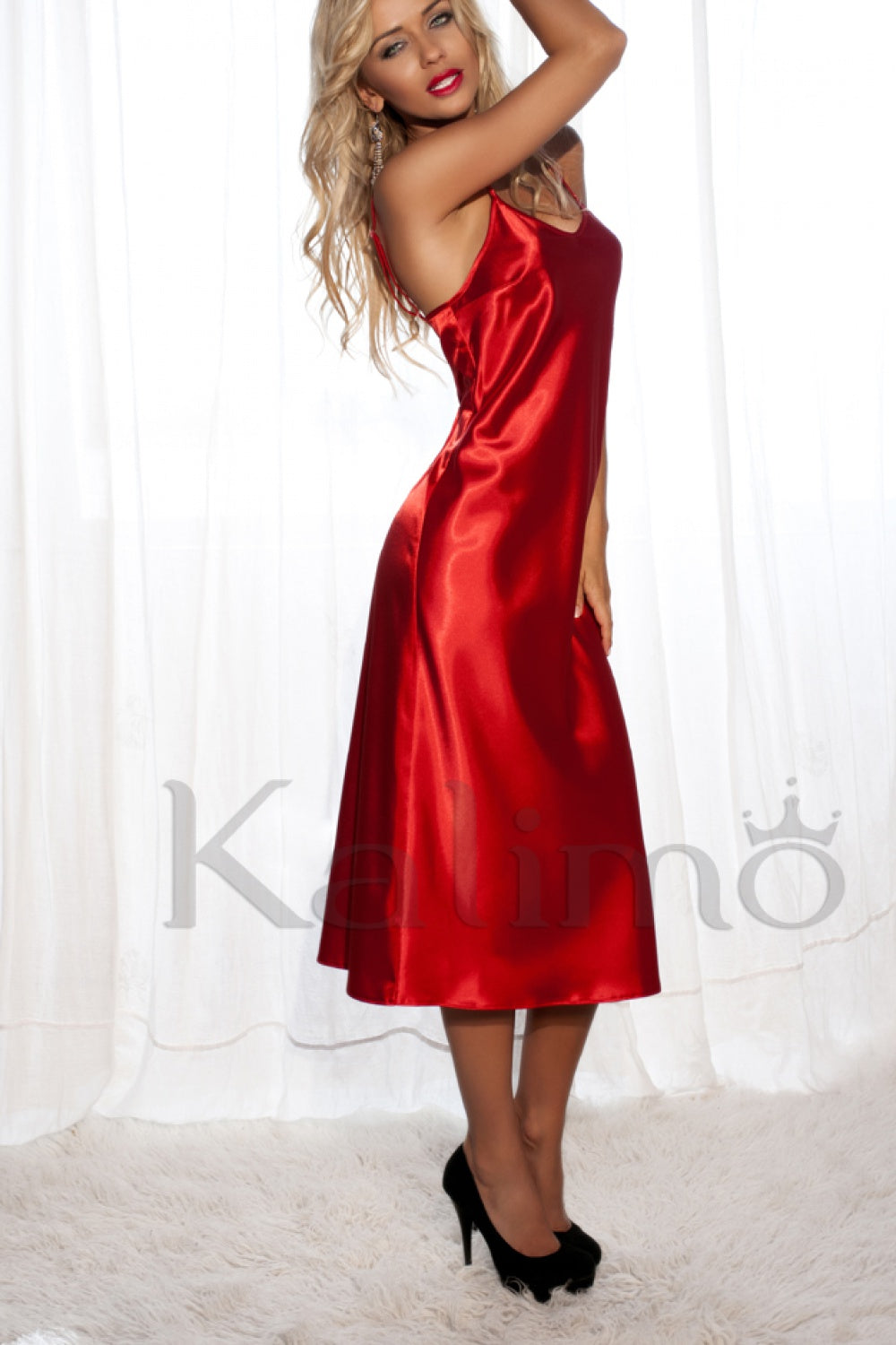 Kalimo Red Satin Sexy Chemise