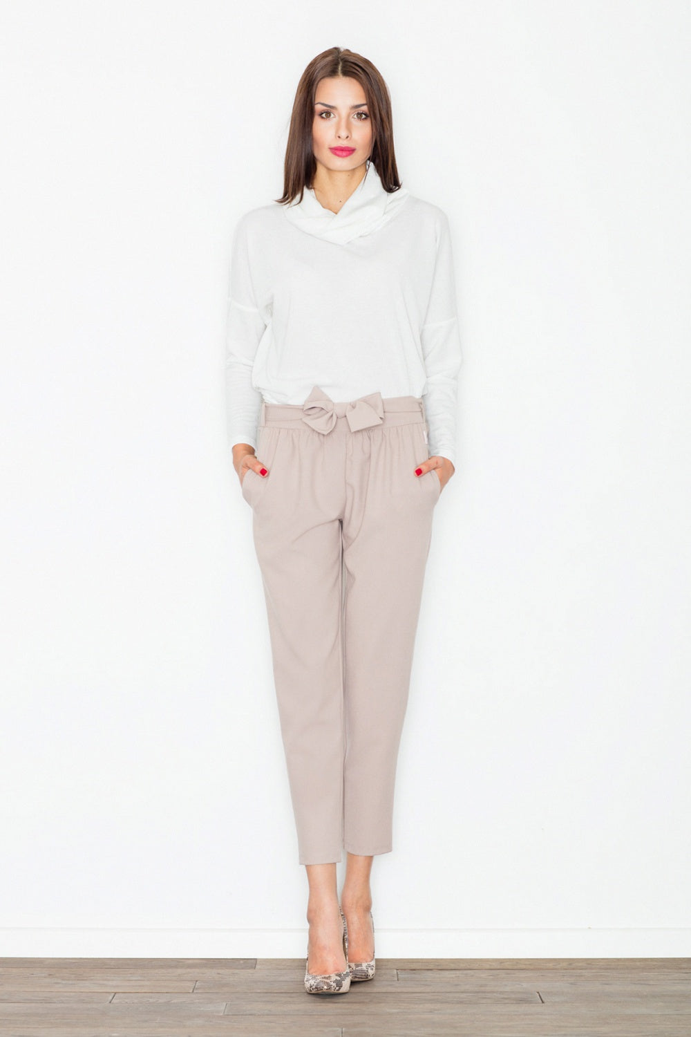 Figl Beige Polyester Trousers - view 2