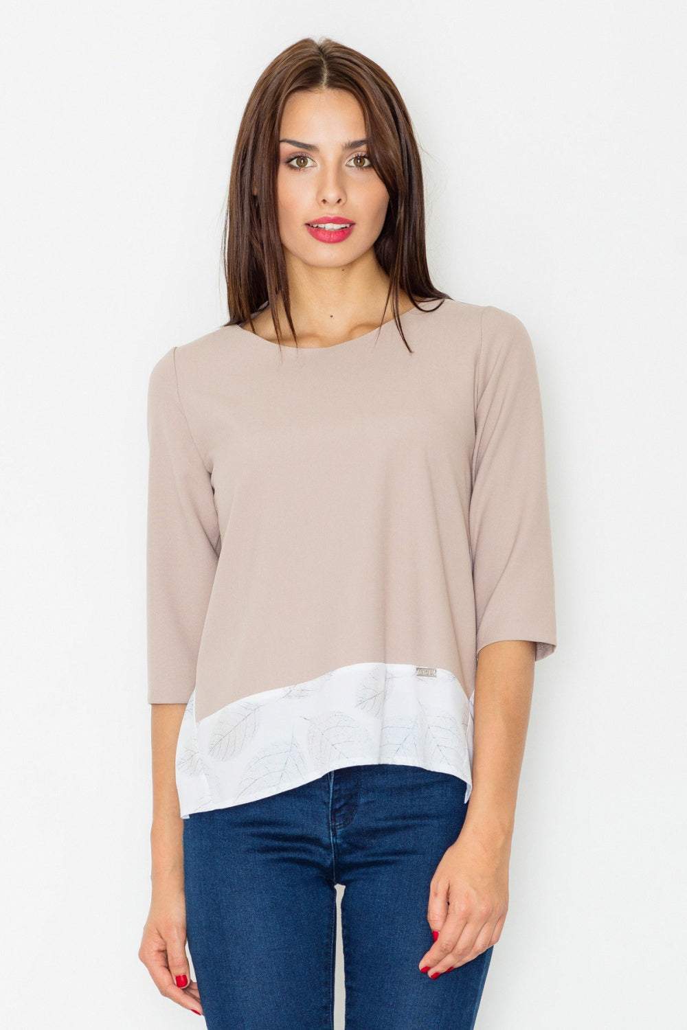 Figl Beige Loose Fit Blouse