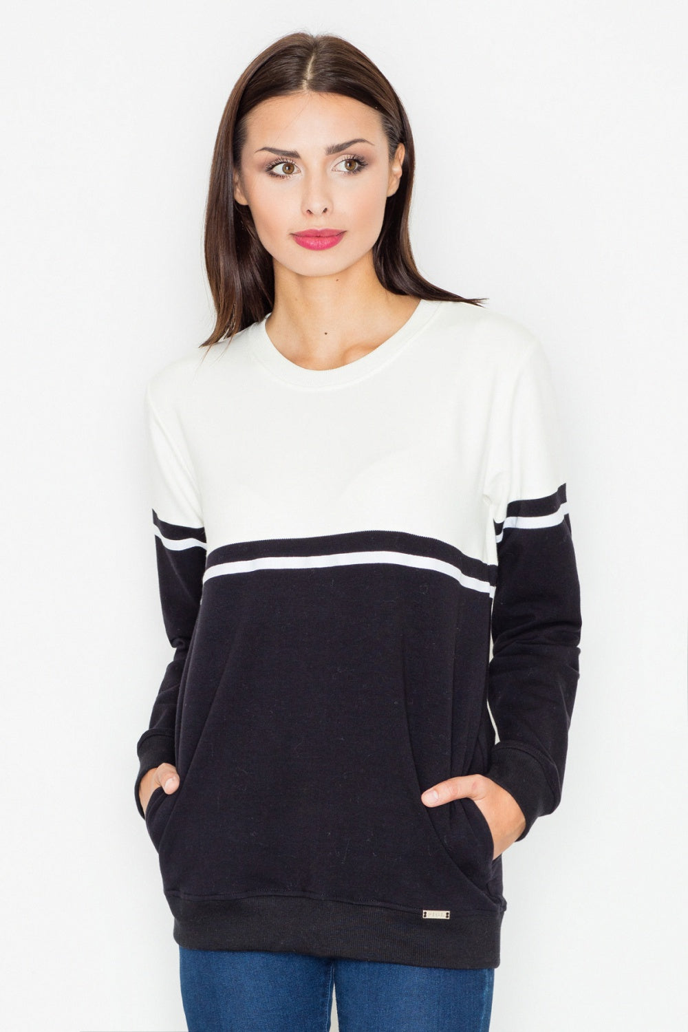 Figl Ecru Round Neck Sweatshirt