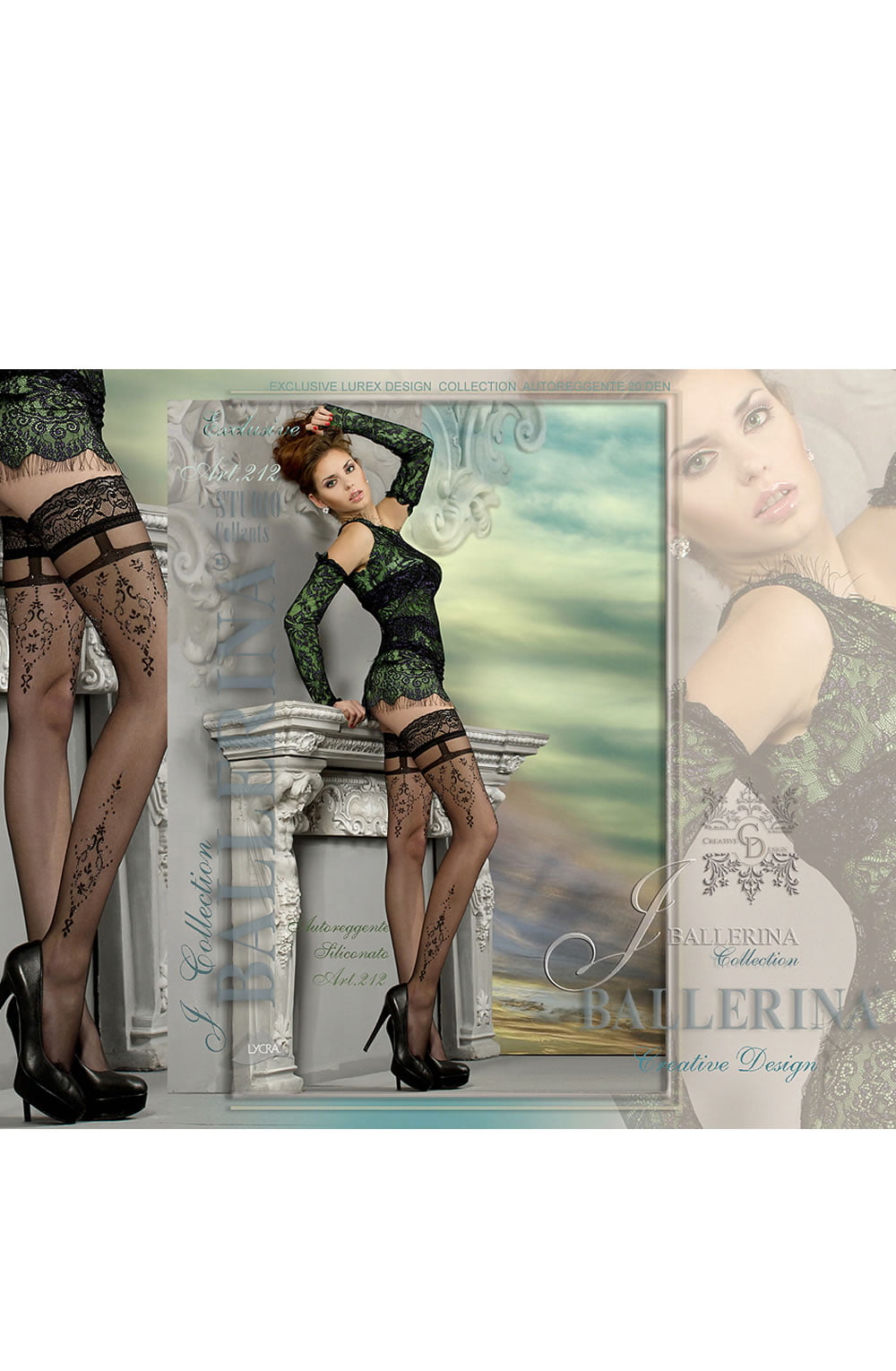 Ballerina Black and Metallic Thread Hold Ups - view 2