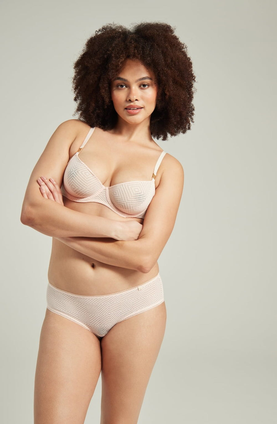 Nudea Deco Blush Pink Lace Hipster Briefs