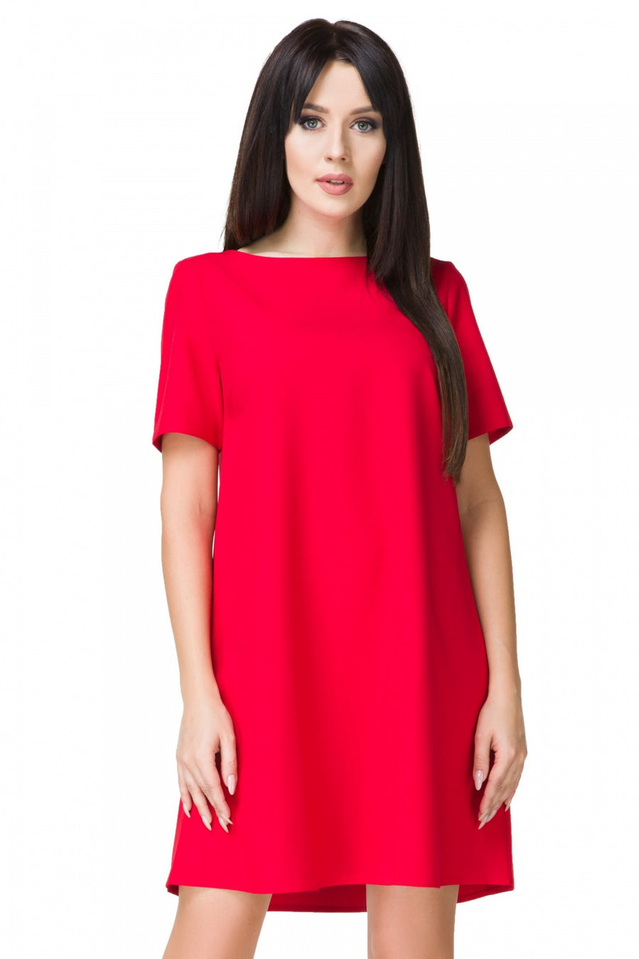 Tessita Red A-Line Short Sleeve Cocktail Dress