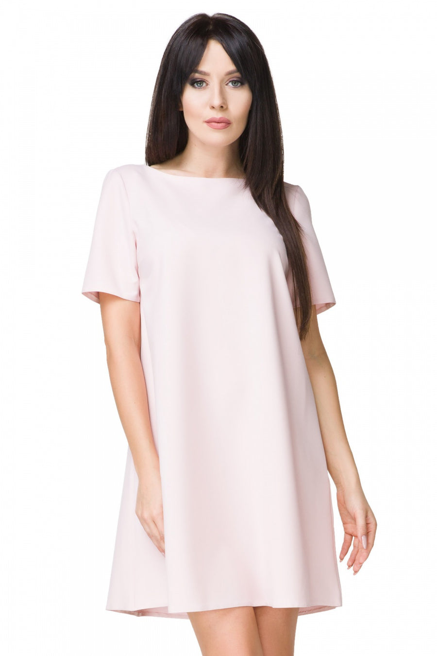 Tessita Light Beige A-Line Short Sleeve Cocktail Dress