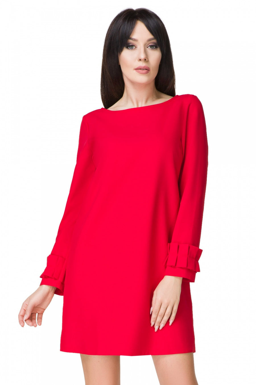 Tessita Red Mini A-Line Long Sleeve Cocktail Dress