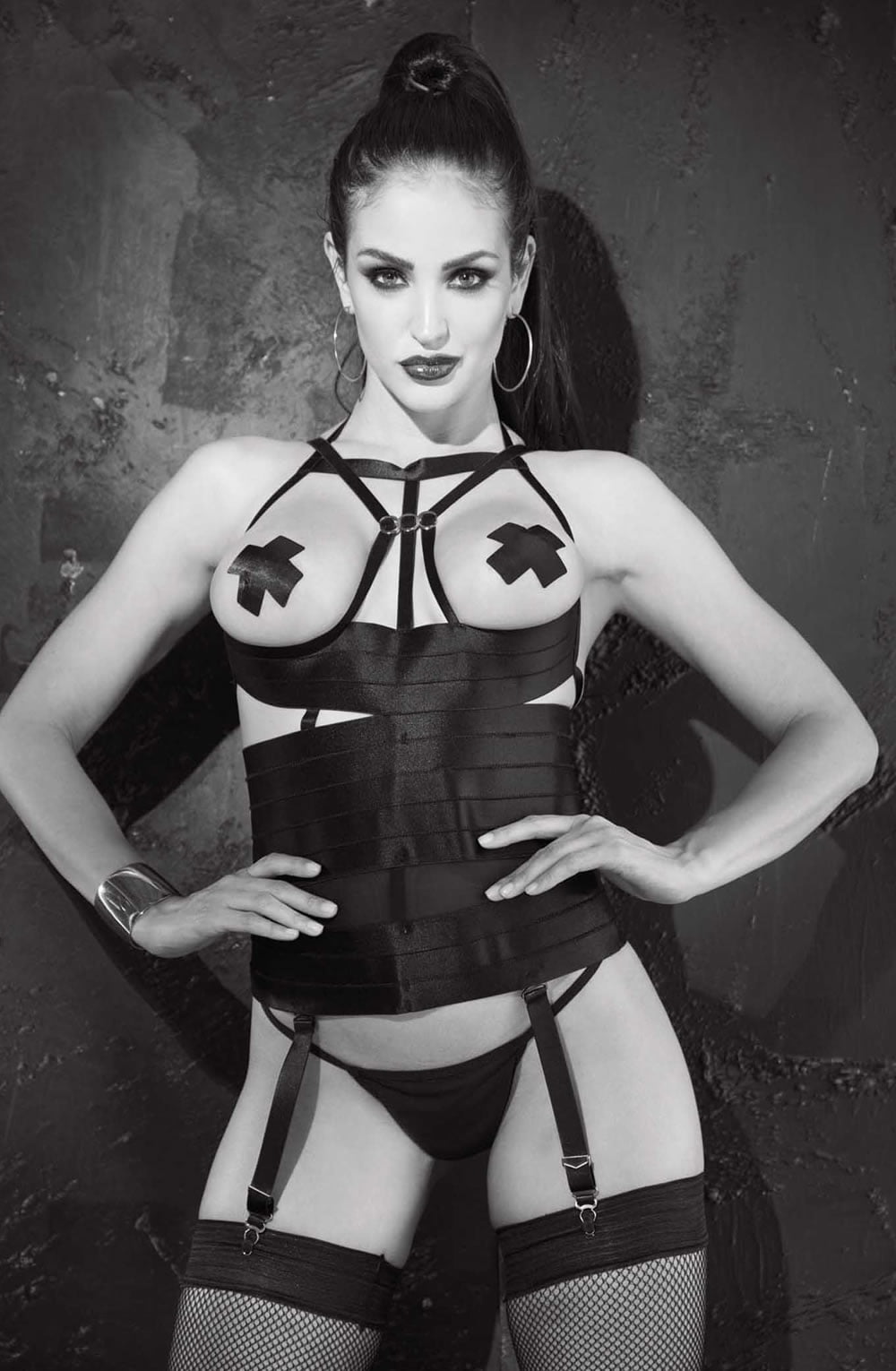 Shirley of Hollywood Black Satin Suspender Bustier