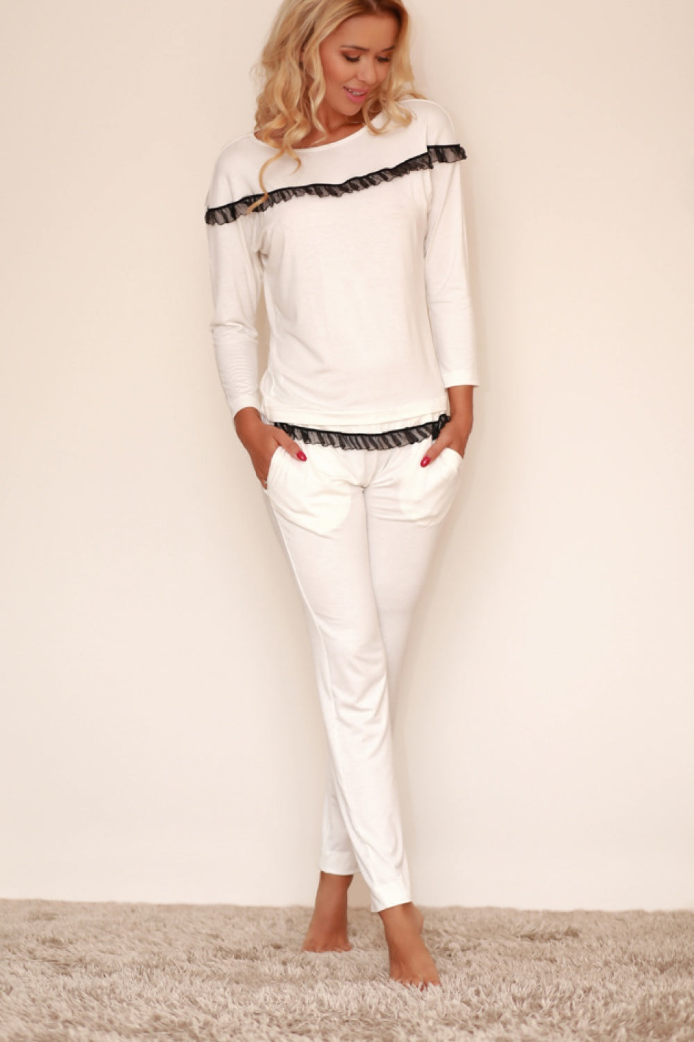 Kalimo Calpe Ecru Mesh Pyjama Set