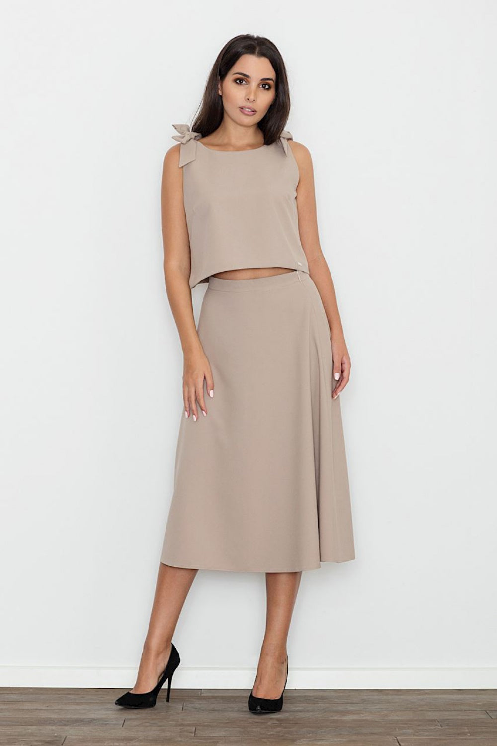 Figl Beige Flared Skirt Co-Ord Set - view 2