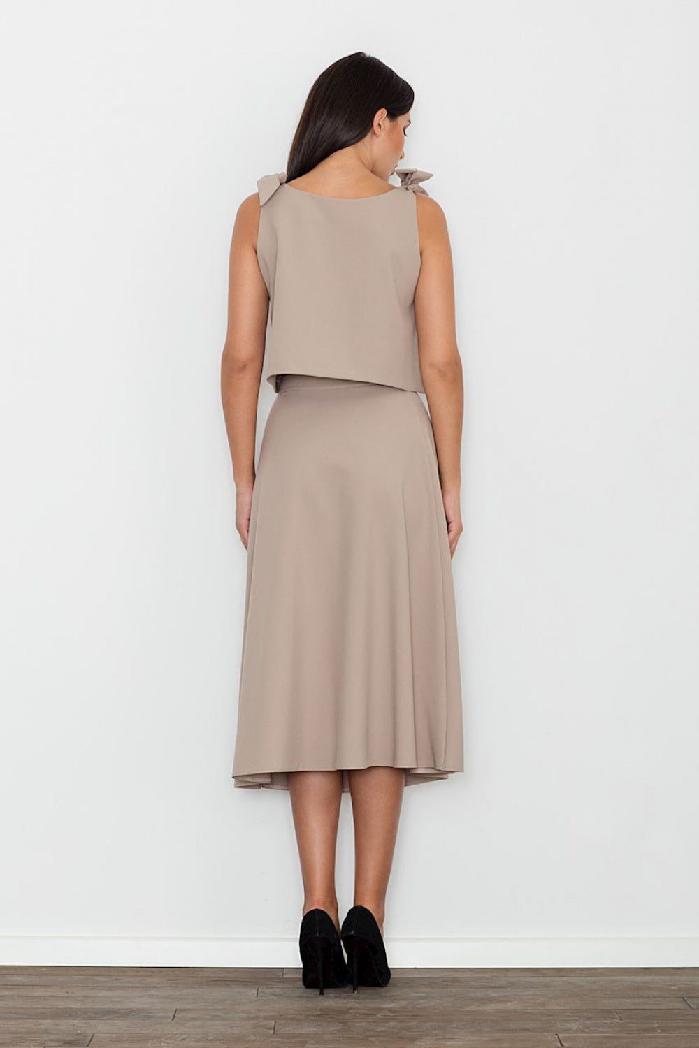 Figl Beige Flared Skirt Co-Ord Set - view 4