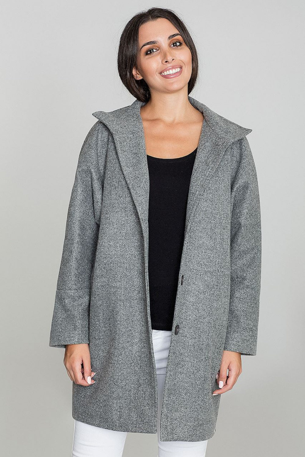 Figl Grey Stand Collar Coat
