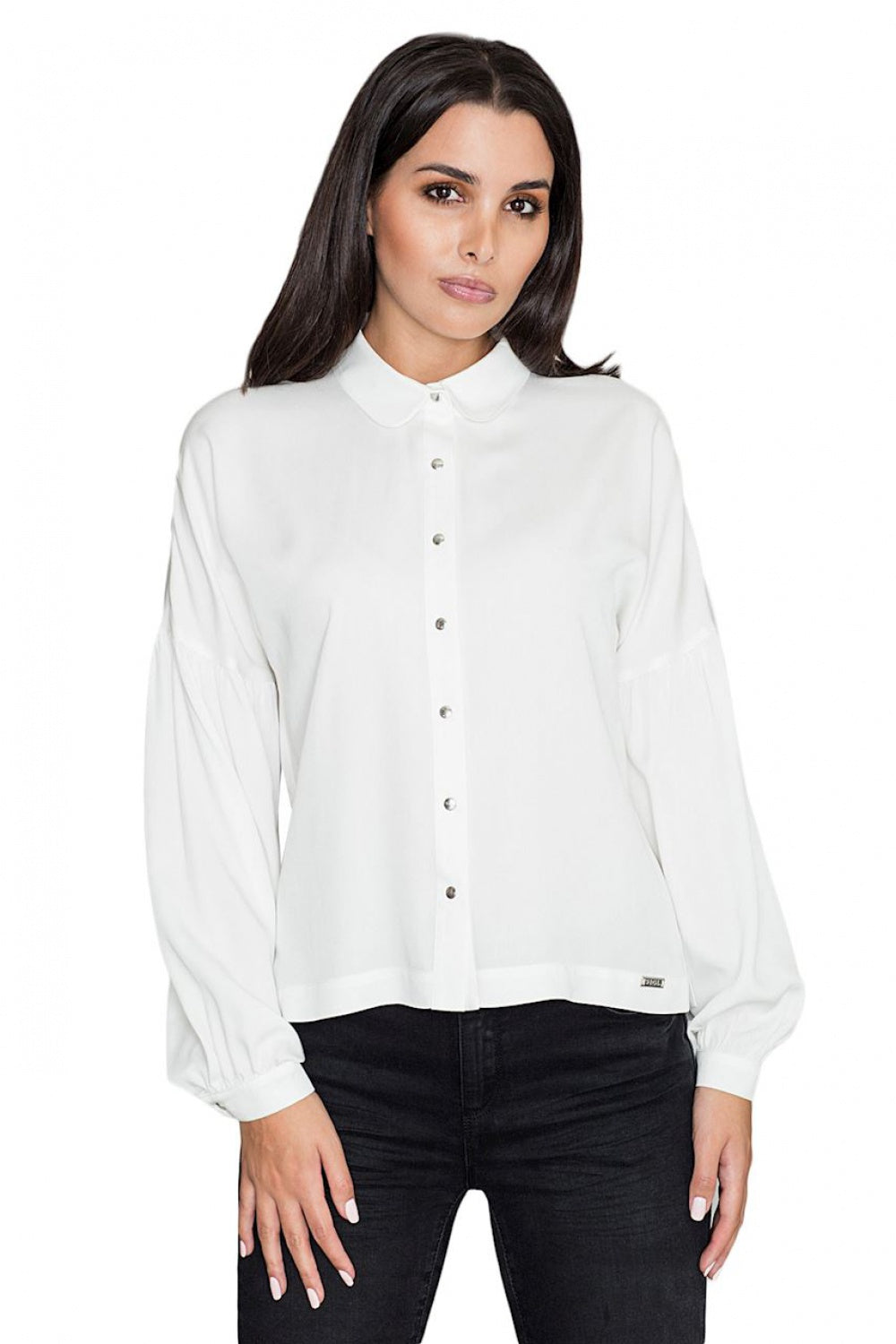 Figl Ecru Pleated Long Sleeve Top - view 2