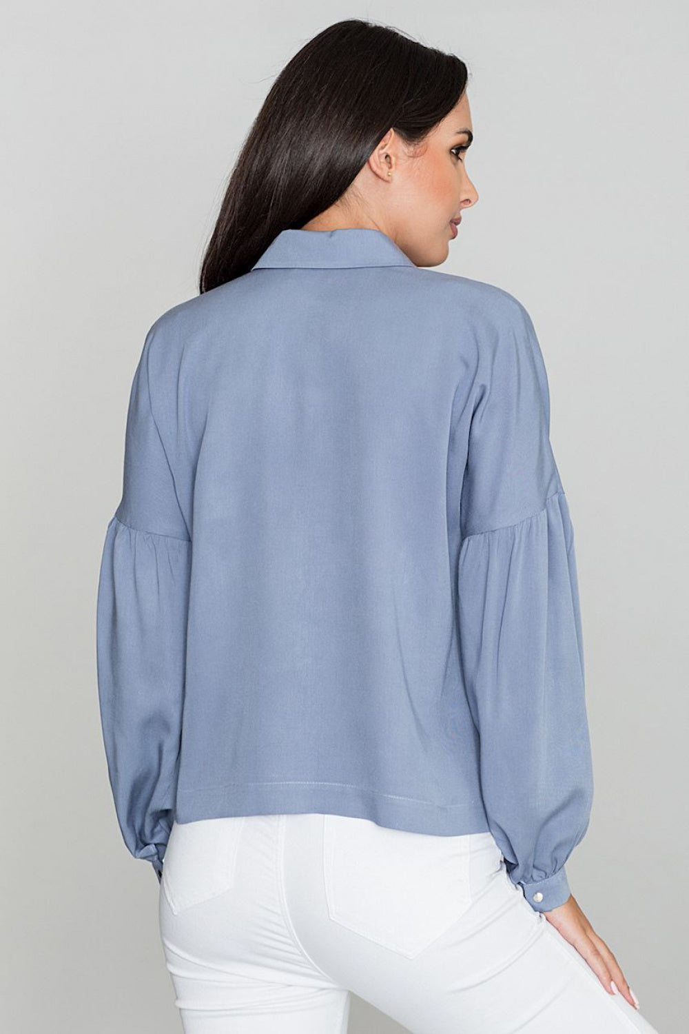 Figl Blue Pleated Long Sleeve Top - view 3