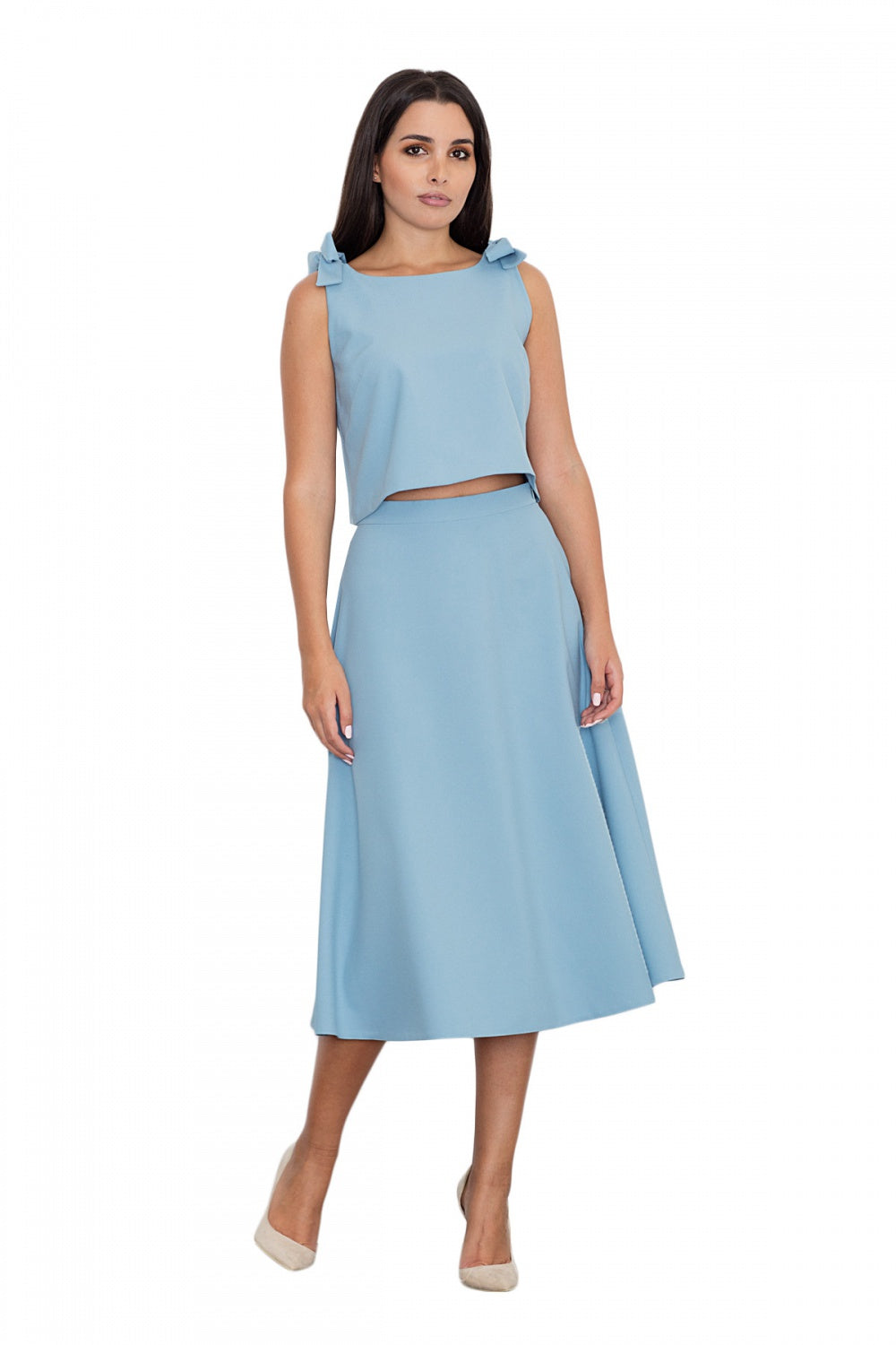 Figl Blue Straight Flared Skirt Co-Ord Set - view 2