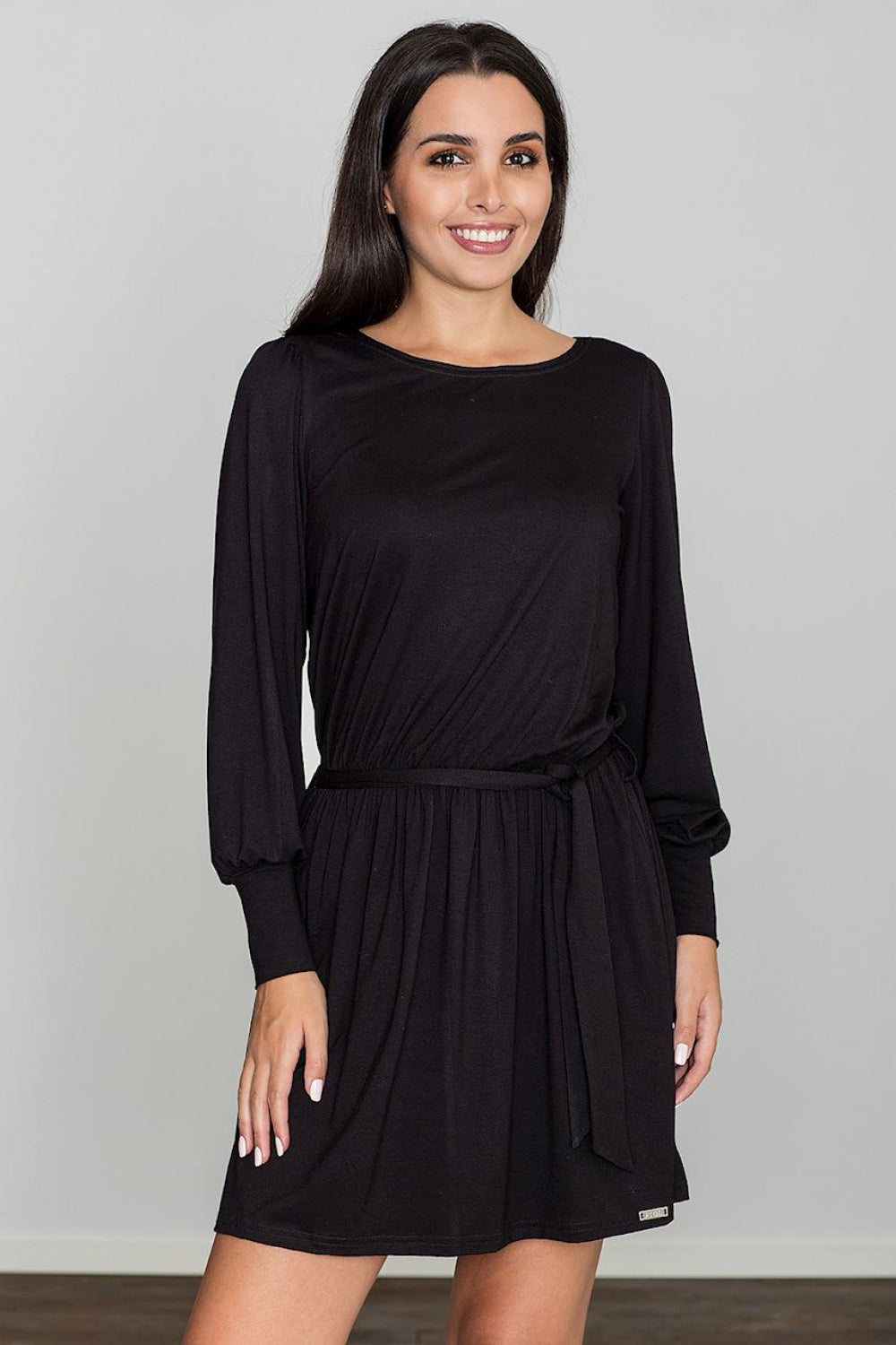 Figl Black Loose Fit Long Sleeve Dress