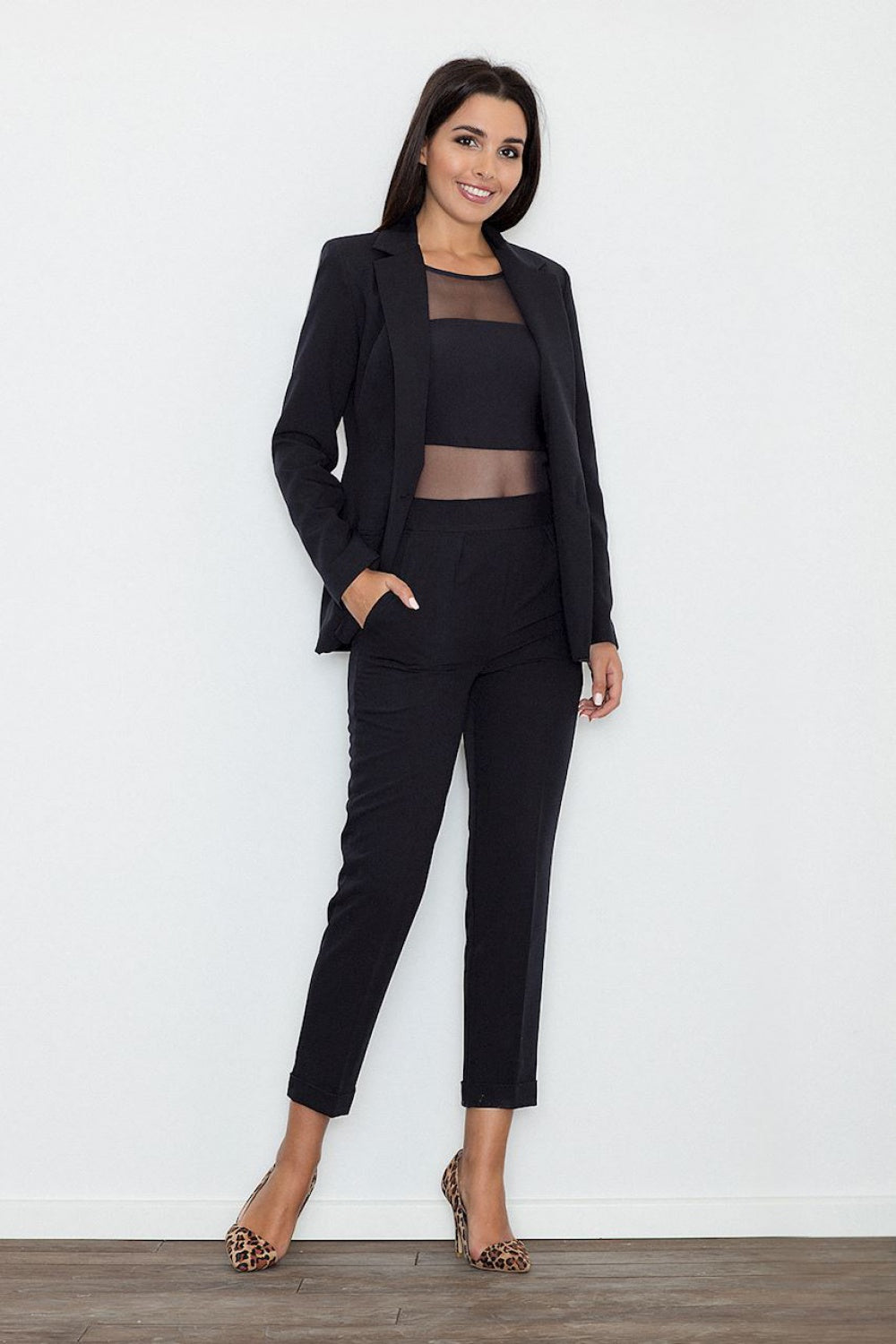 Figl Black Cropped Trousers