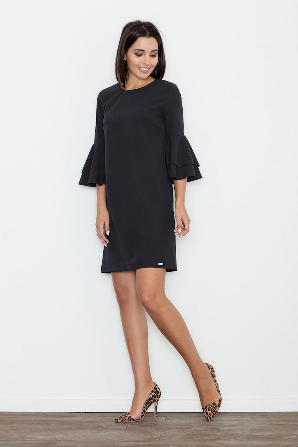 Figl Black Loose Fit Polyester Dress