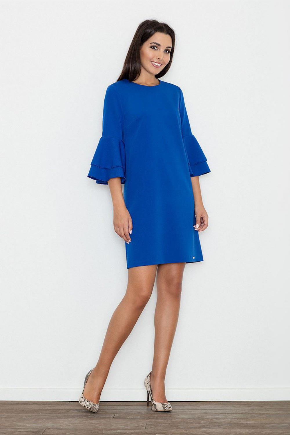 Figl Blue Loose Fit Polyester Dress