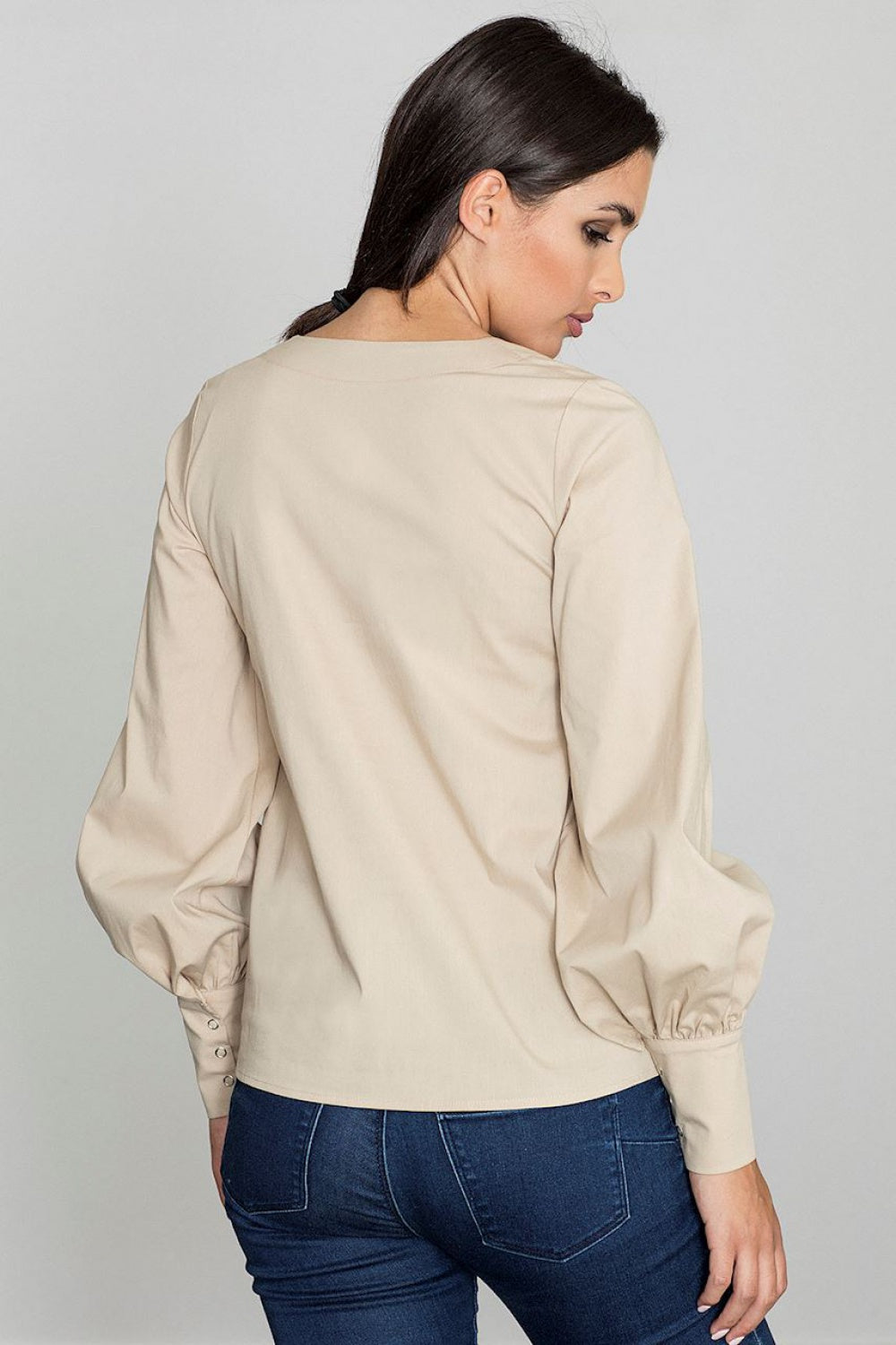 Figl Beige Button Front Blouse - view 2