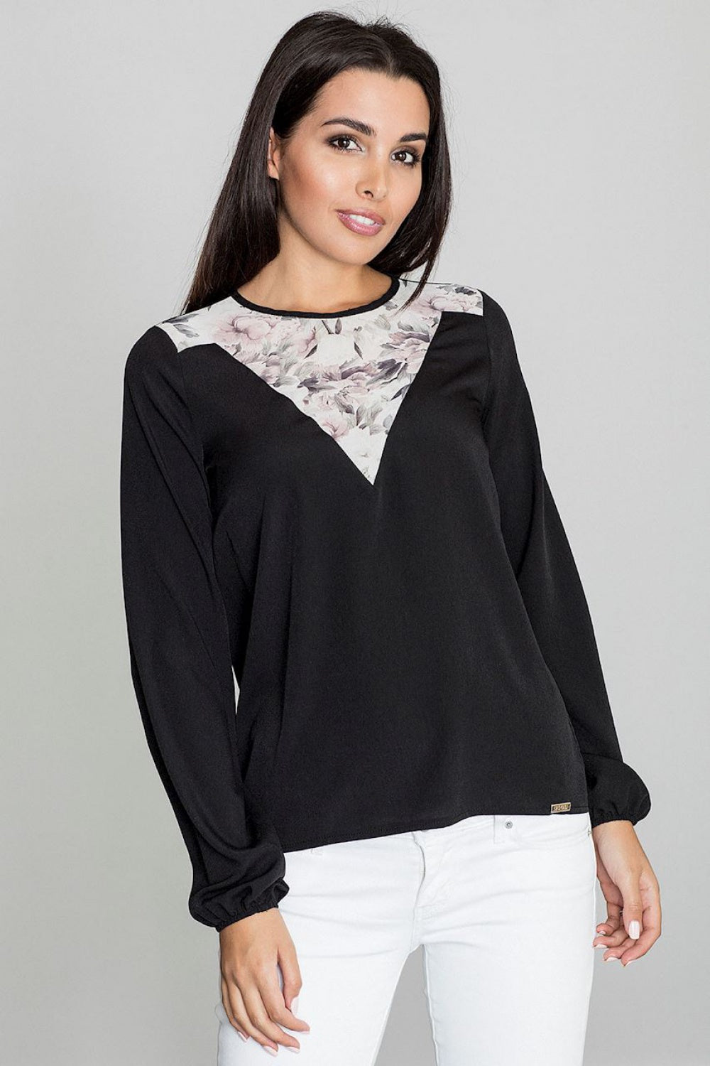 Figl Black Straight Long Sleeve Blouse