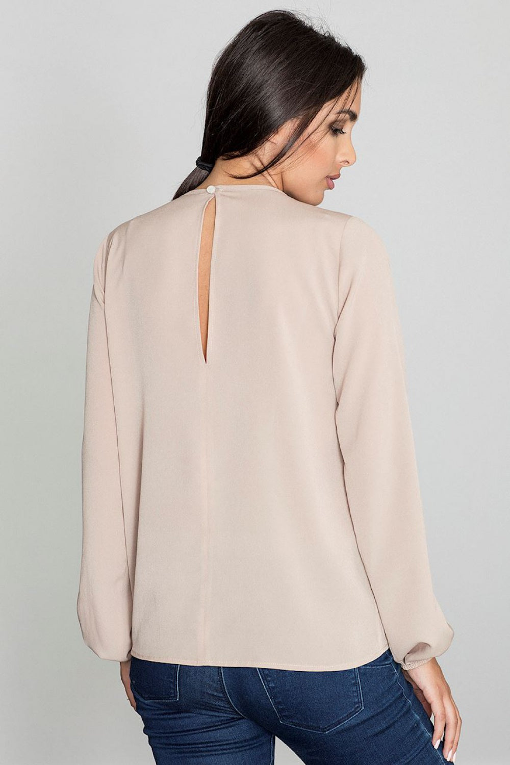 Figl Beige Straight Long Sleeve Blouse - view 2