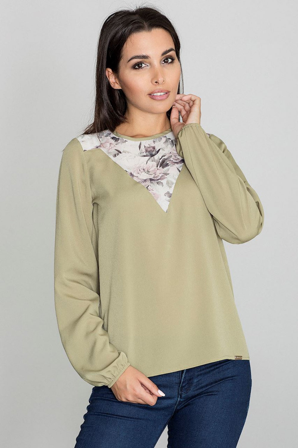 Figl Olive Long Sleeve Blouse