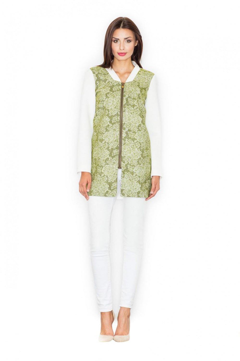 Figl Green Floral Zip Up Coat - view 4