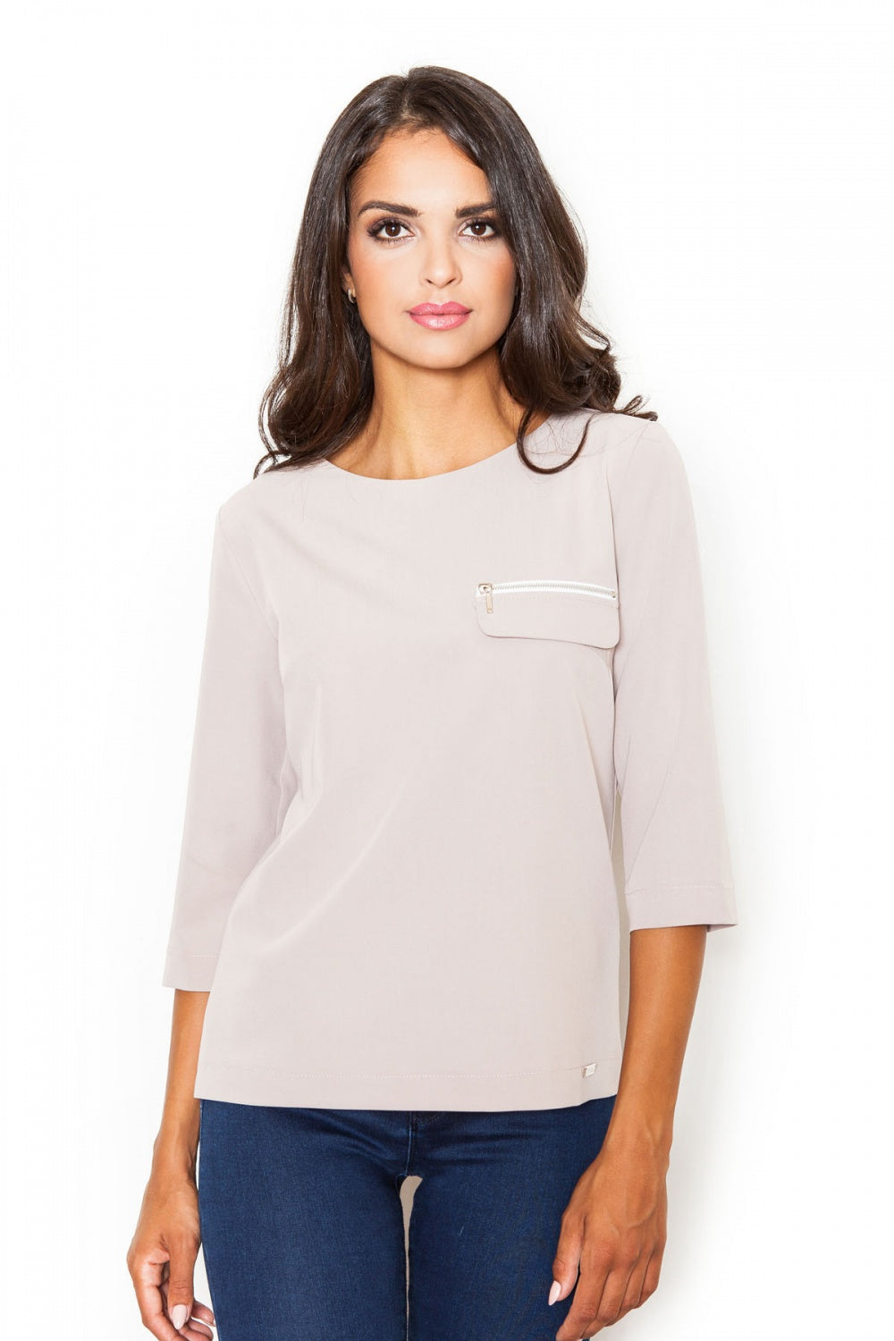 Figl Beige Boat Neck Blouse - view 2