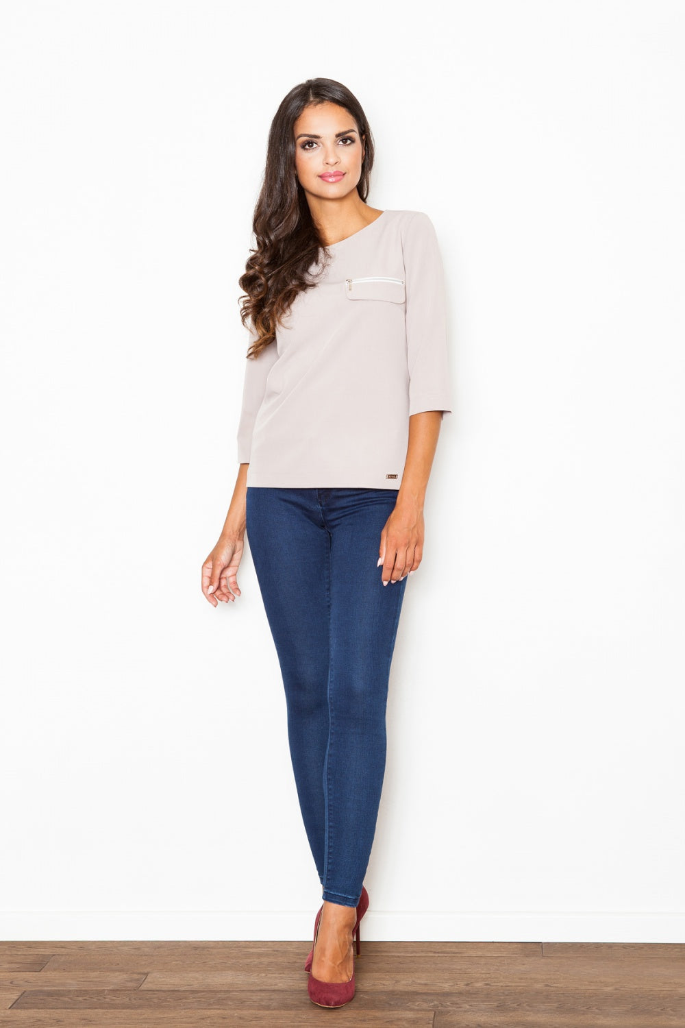 Figl Beige Boat Neck Blouse - view 3