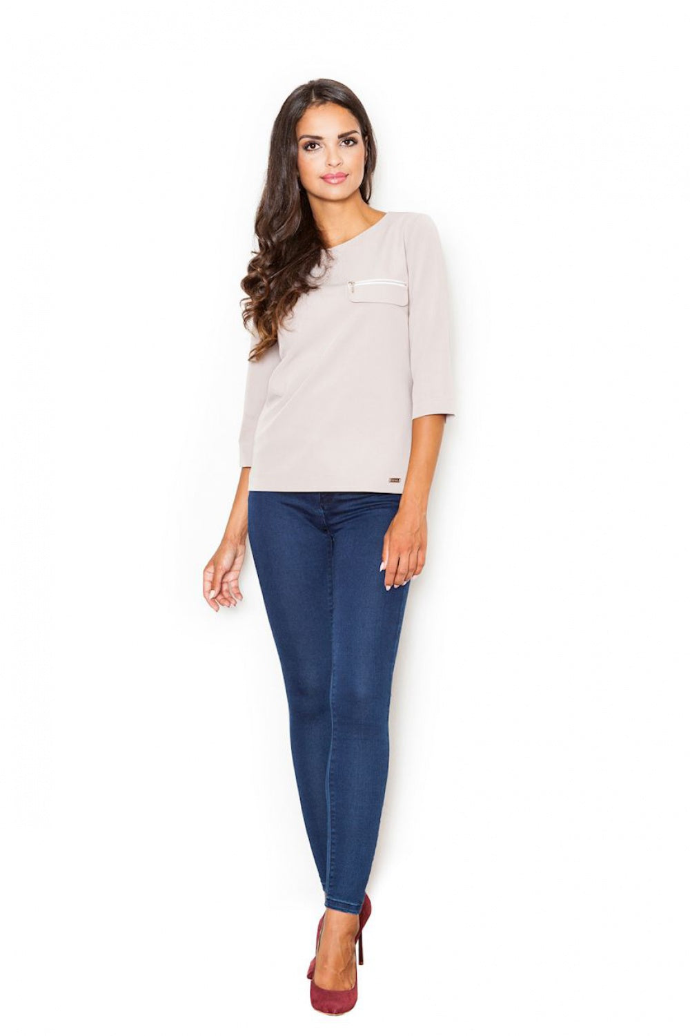 Figl Beige Boat Neck Blouse - view 4